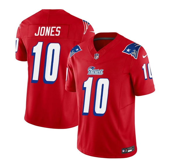 Men's New England Patriots #10 Mac Jones Red 2023 F.U.S.E. Vapor Limited Football Stitched Jersey
